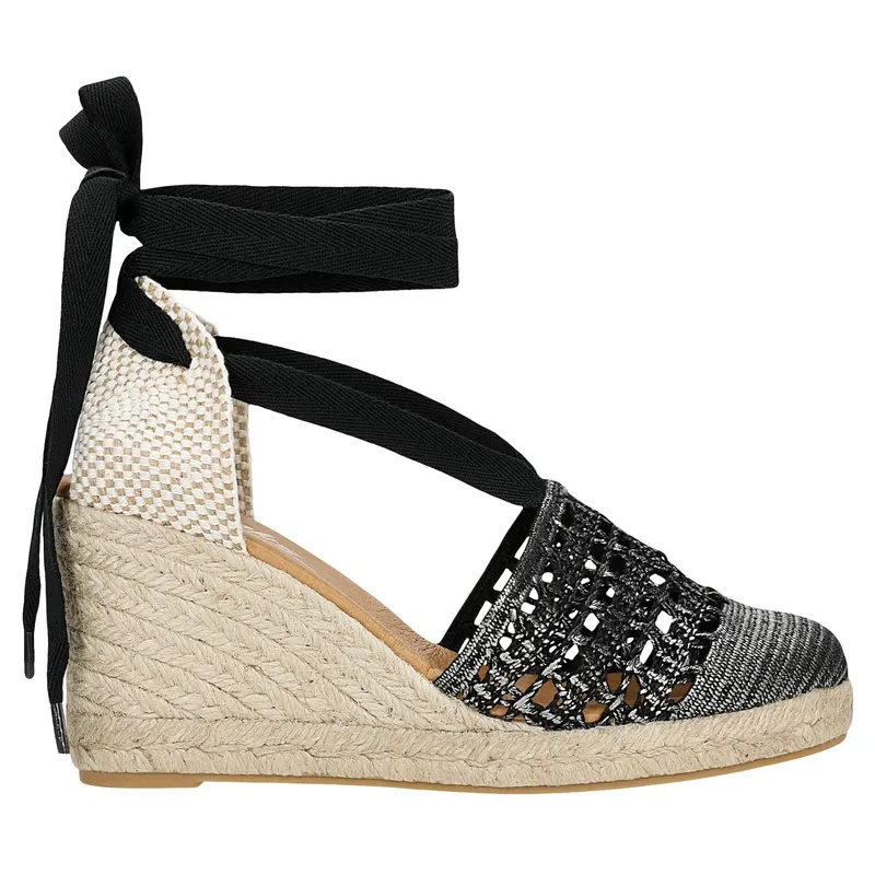 RELAKS sandale boho cu platformă în stil espadrile și șnur de legat la gleznă