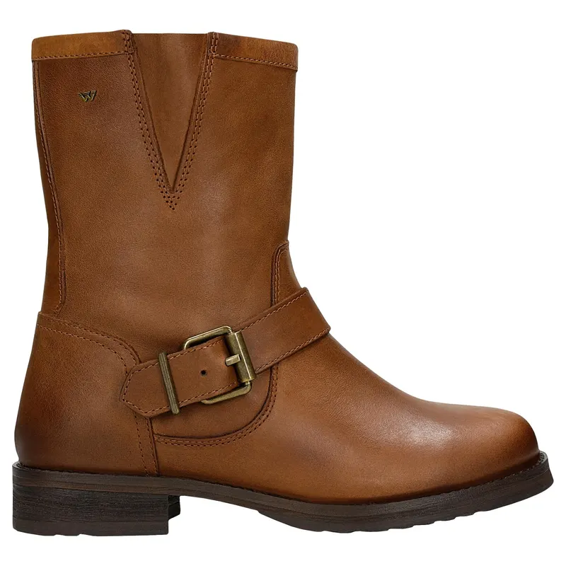 Botine maro deschis cu fermoar și cataramă decorativă