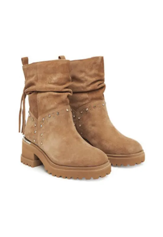 Botine dama - piele naturala - Maro/Bej