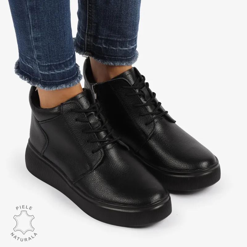 Ghete DAMA din PIELE NATURALA CRL0911 NEGRU