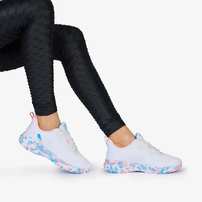 SNEAKERS din TEXTIL cu talpa multicolor CRL1039 CULOARE: ALB