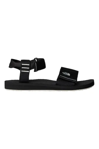 Sandale cu talpa plata si velcro - Alb/Negru