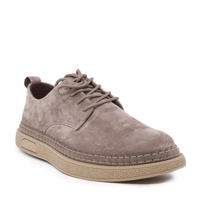 Pantofi derby bărbați taupe din piele întoarsă 1321BP1100VTA — imaginea 2
