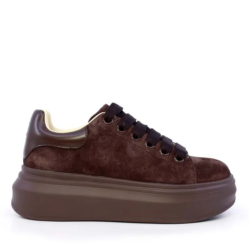 Sneakers femei Luca di Gioia maro din piele întoarsă 3842dp216vm