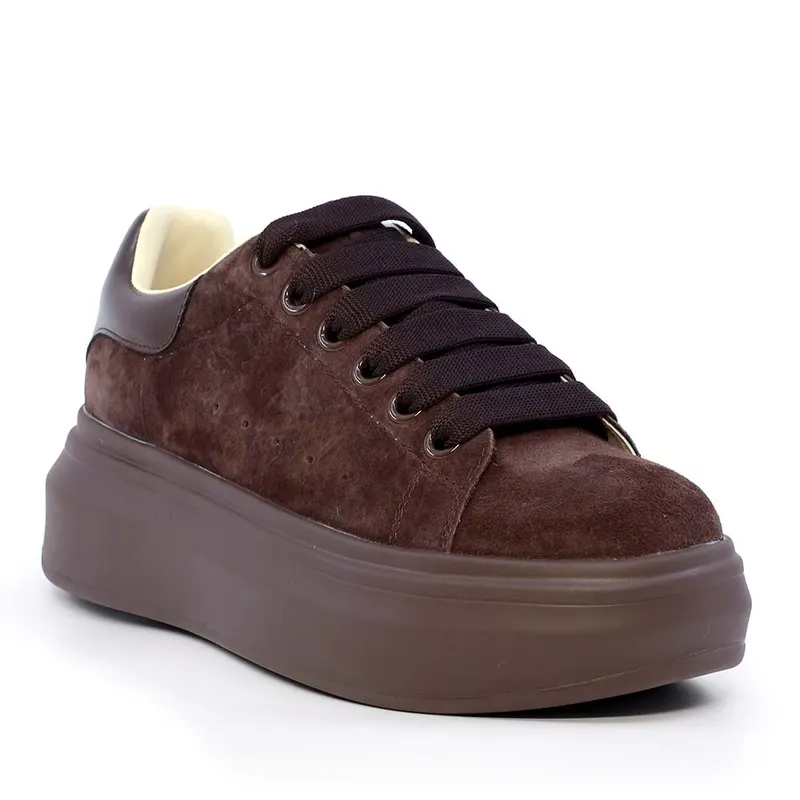 Sneakers femei Luca di Gioia maro din piele întoarsă 3842dp216vm — imaginea 2