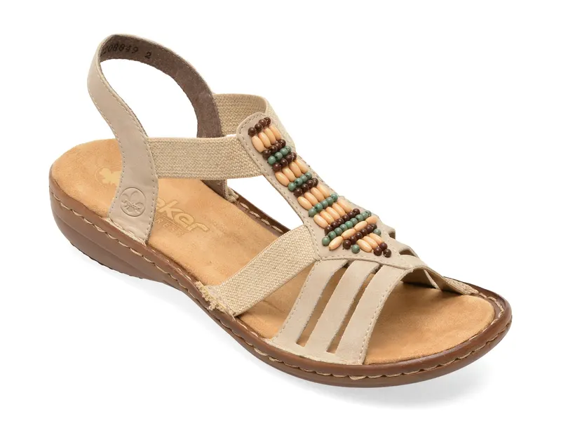 Sandale RIEKER bej, 60851, din piele ecologica
