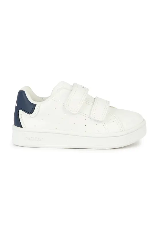 Pantofi sport cu velcro si model perforat - Alb murdar/Bleumarin
