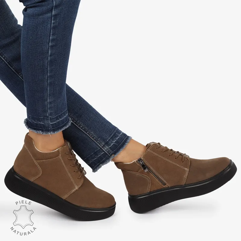 Ghete DAMA din PIELE NATURALA intoarsa CRL0911 CAMEL
