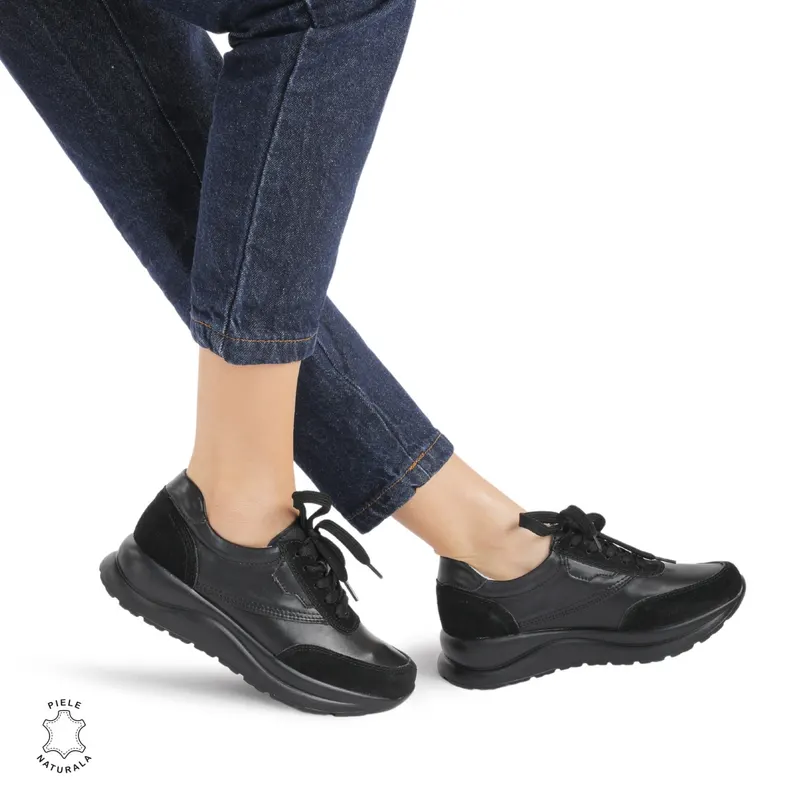 Pantofi Casual dama din Piele Naturala CRL0855 NEGRU