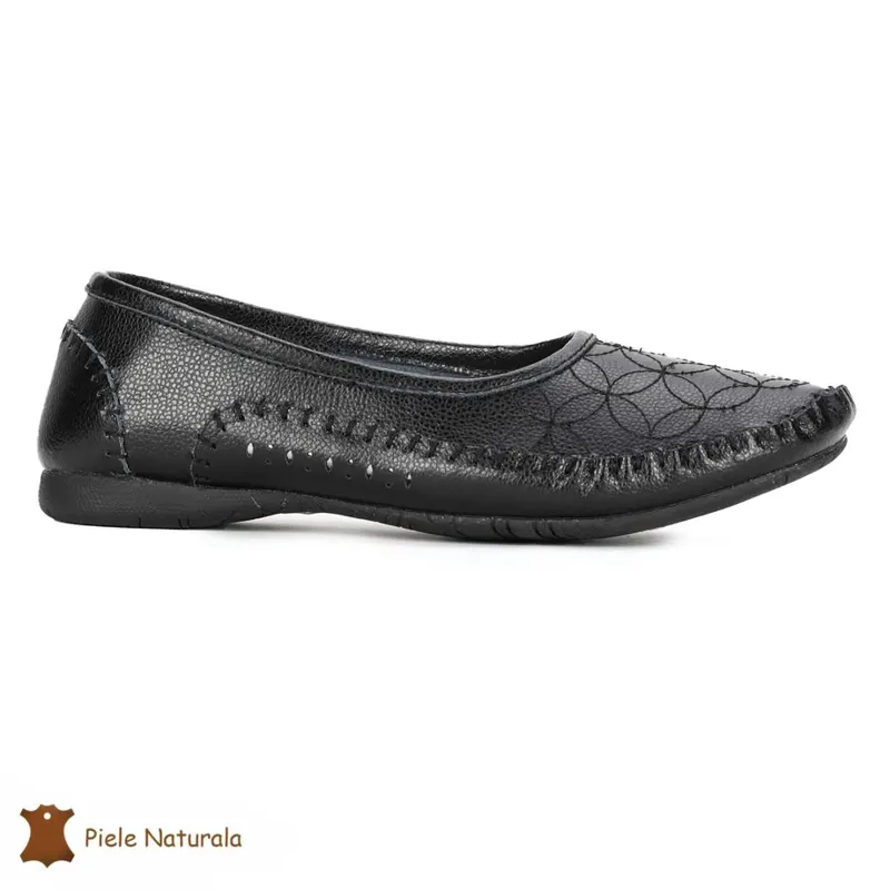 Balerini Negri Din Piele Naturala CRL0223
