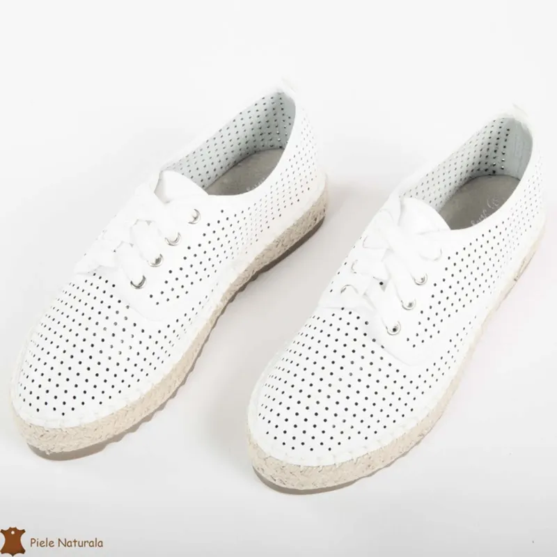 Pantofi casual dama din Piele naturală CRL0153 ALB