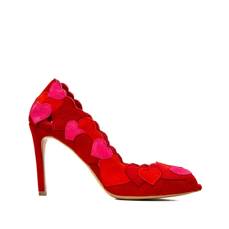 Pantofi Love Me Piele Intoarsa, Rosii, Editie Limitata
