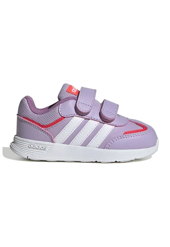 Pantofi sport de piele ecologica cu velcro Tensaur - Alb/Lila