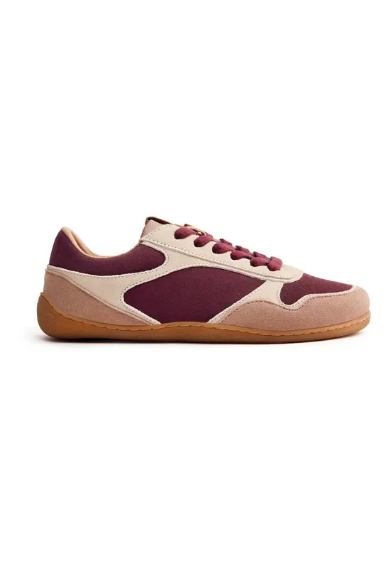 Pantofi sport low-cut de piele intoarsa - Visiniu