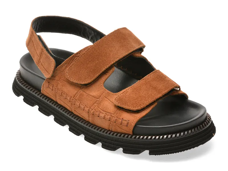 Sandale maro, 428933, din piele intoarsa