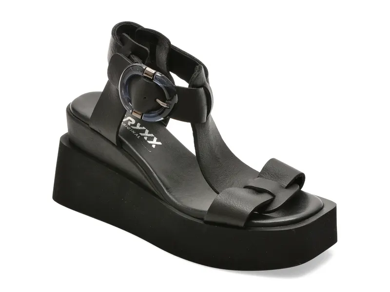 Sandale negre, 4842611, din piele naturala