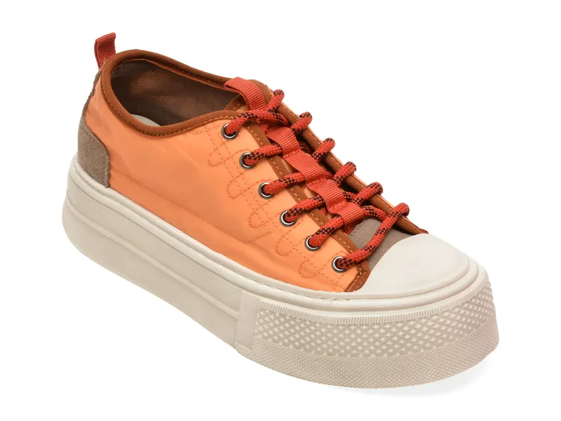 Pantofi sport portocalii, R526D72, din material textil