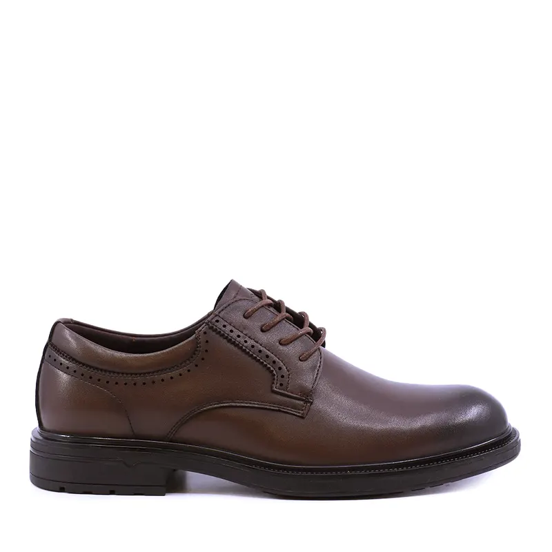 Pantofi derby bărbați maro din piele 3850bp062m