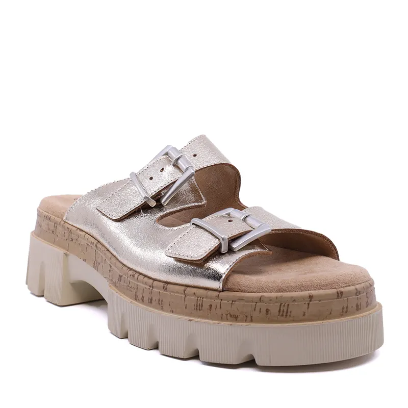 Saboți chunky femei aurii din piele 1937DST424188AU — imaginea 2