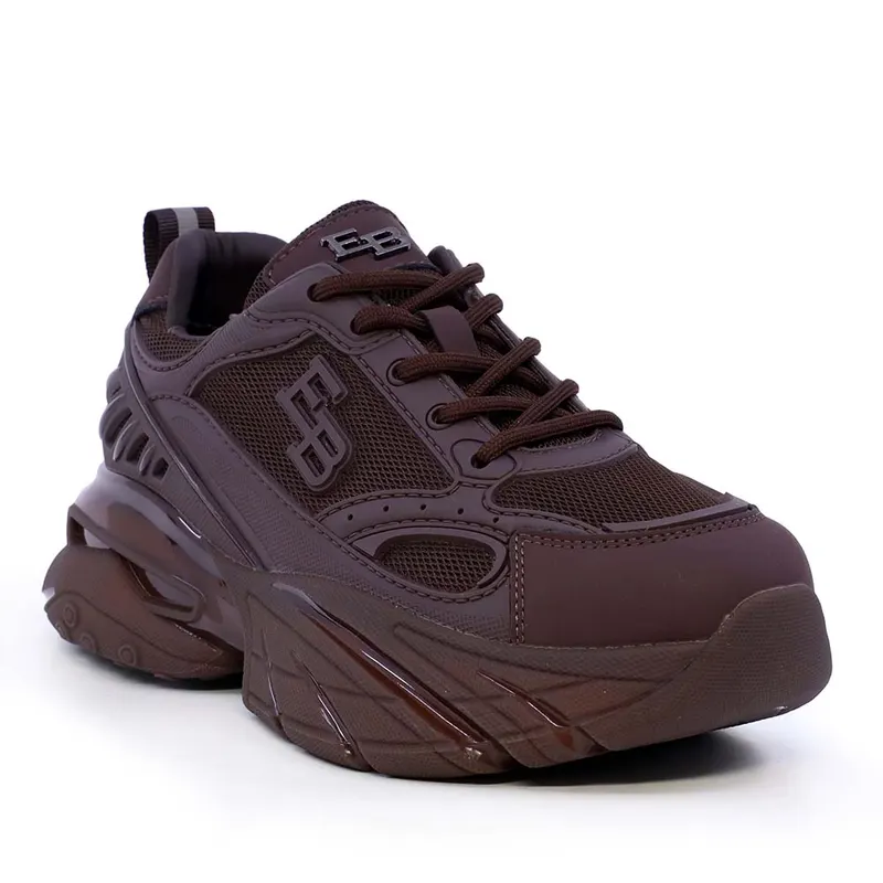 Sneakers chunky femei Enzo Bertini negri din piele și textil 3862DP191M — imaginea 2