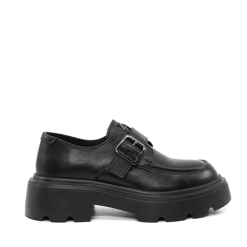 Pantofi tip loafer femei Luca di Gioia negri din piele 3842DP051N