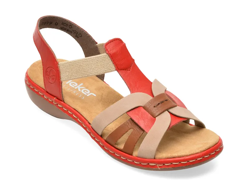 Sandale RIEKER rosii, 65918, din piele ecologica