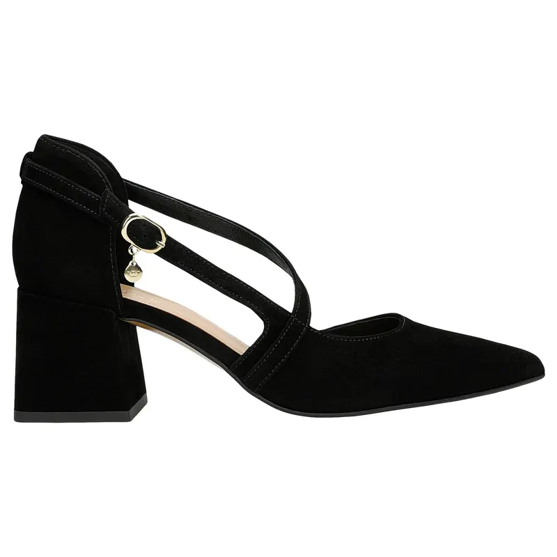 Pantofi stiletto din velur cu brețele încrucișate