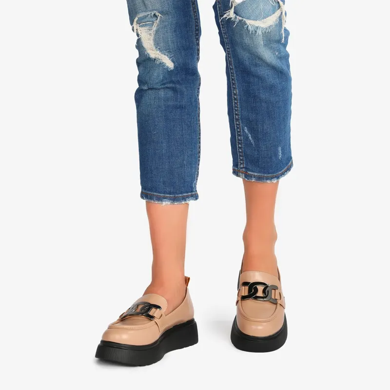 Mocasini dama din Piele Ecologica CRL0564 BEJ