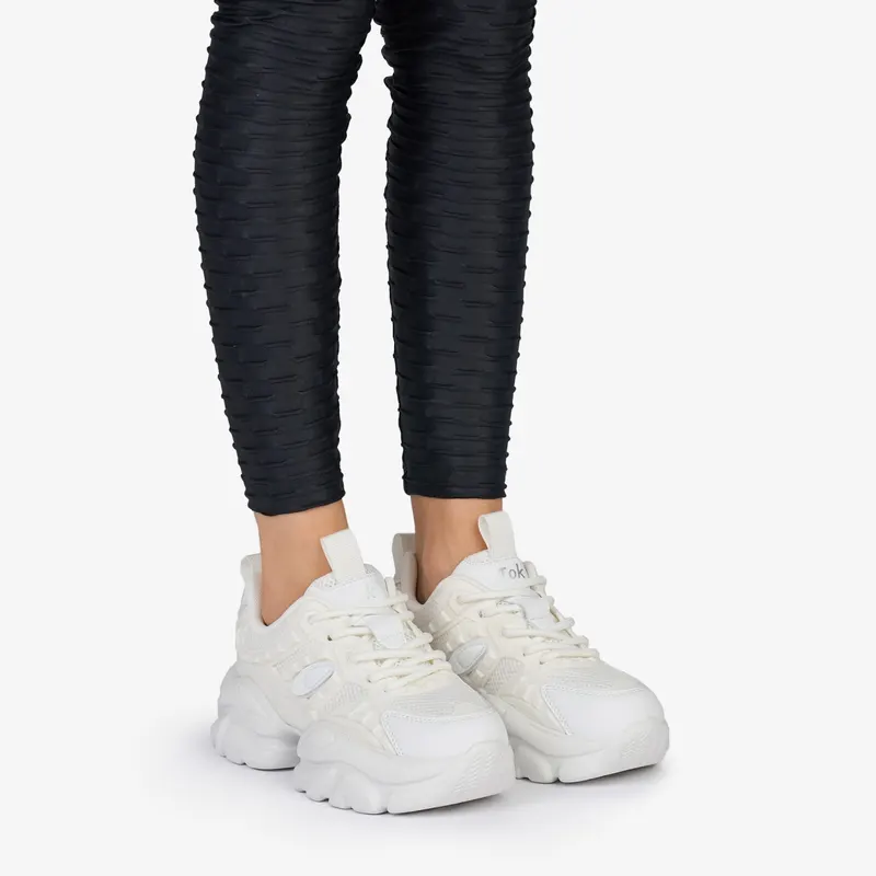 SNEAKERS din PIELE ECOLOGICA SI TEXTIL CRL1038 CULOARE: ALB