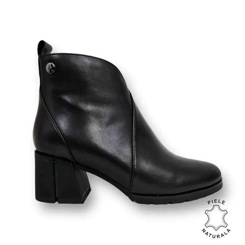 Botine DAMA din PIELE Naturala CRL0936 CULOARE: Negru