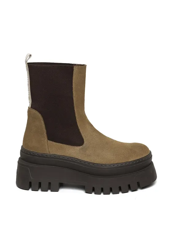 Ghete Chelsea de piele Cassandra - Maro taupe