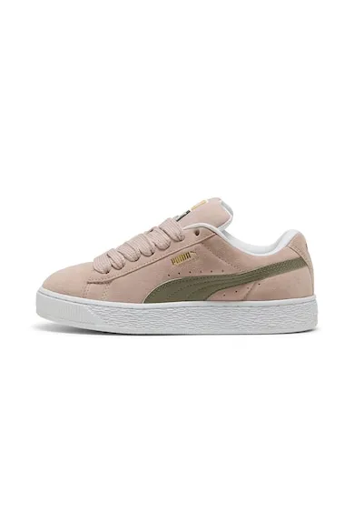 Pantofi sport Suede XL din piele intoarsa cu sireturi de rezerva - Kaki/Roz