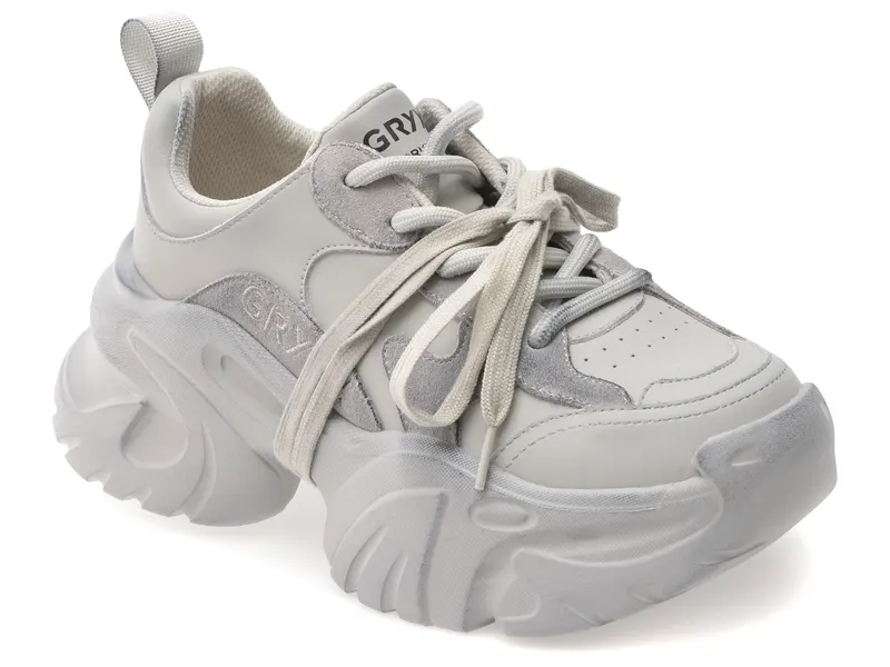 Pantofi sport gri, 57015, din piele naturala