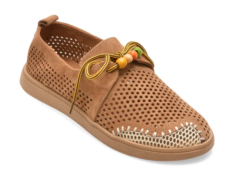 Pantofi maro, 1393405, din piele intoarsa
