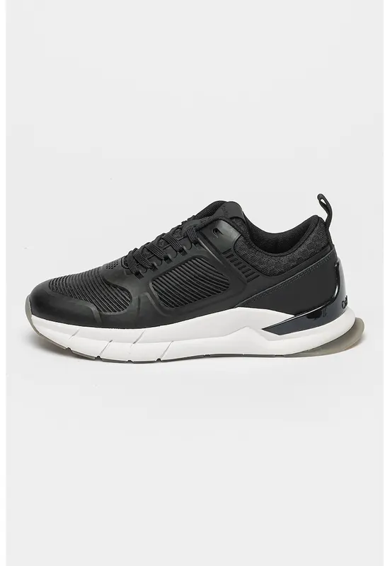 Pantofi sport cu insertii din material textil - Negru