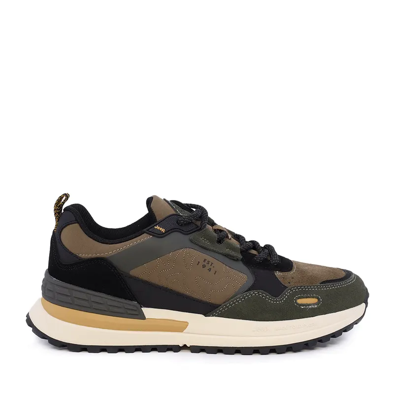 Sneakers bărbați Jeep kaki din piele întoarsă și textil 3950BP52080VKA