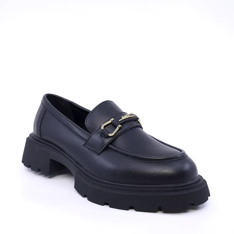 Pantofi tip loafer femei Solo Donna negri din piele 2541DP9576N — imaginea 2