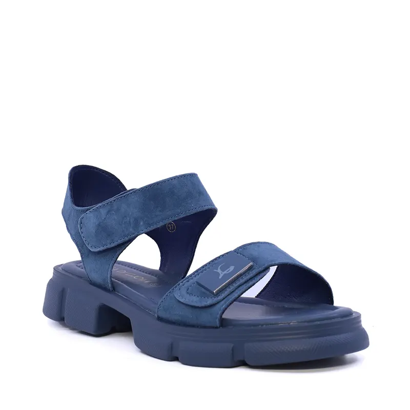 Sandale femei Luca di Gioia bleumarin din piele întoarsă cu logo 1291DS9442VBL — imaginea 2