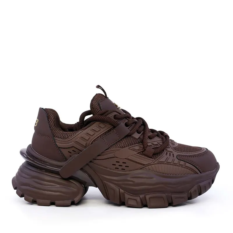 Sneakers chunky femei Enzo Bertini maro din piele și textil 3862DP181M