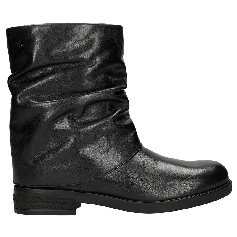 Botine damă negre, slip-on, din piele naturală