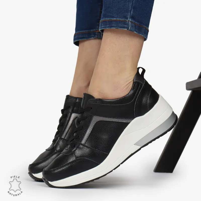 Pantofi Casual dama din Piele naturala CRL1333 NEGRU