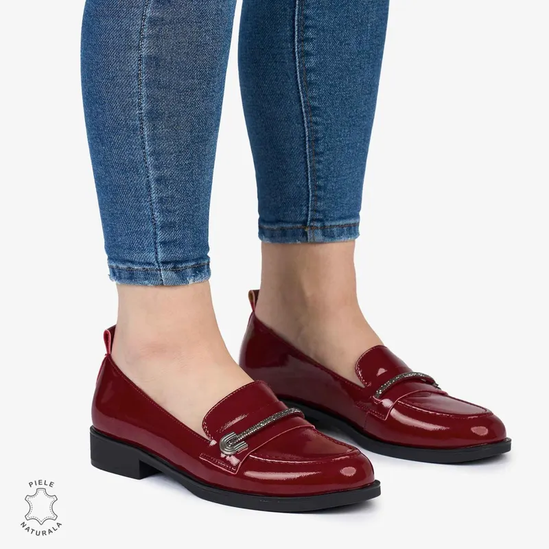 Mocasini dama din Piele Naturala LACUITA CRL0985 BORDO