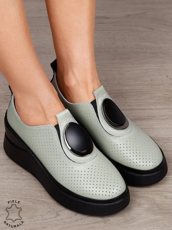 Pantofi damă din piele naturală model comod cu element decorativ frontal CRL1443 BARILLA