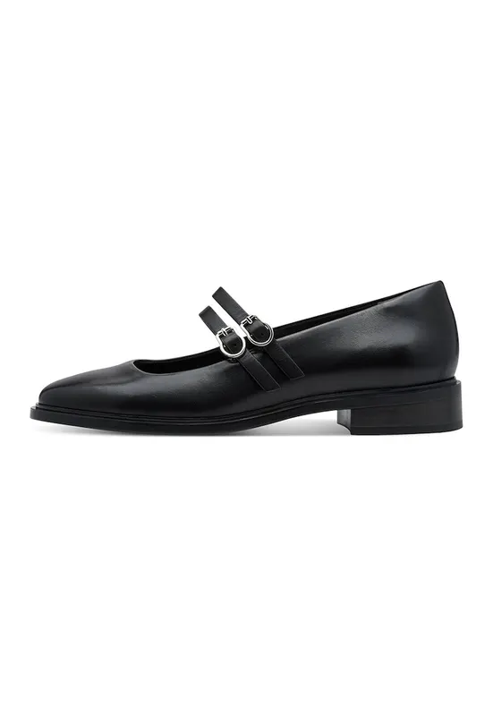 Pantofi Mary Jane din piele cu varf patrat - Negru