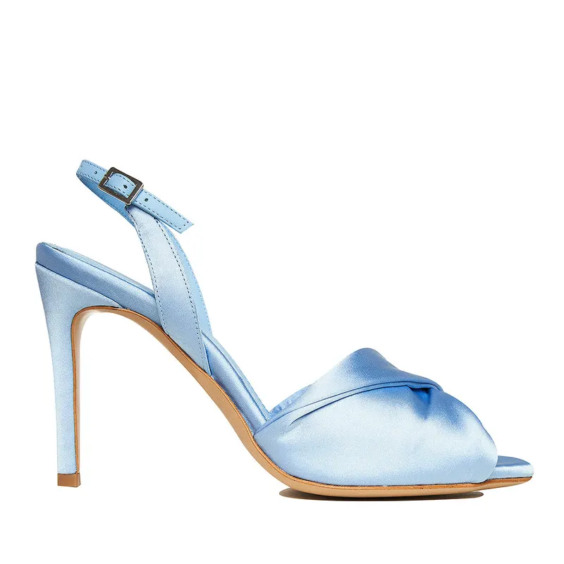 Sandale Cleo Satin, Varf Rotund, Albastre
