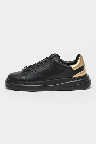 Pantofi sport de piele si piele ecologica cu platforma Elbina - Auriu/Negru