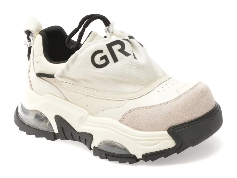 Pantofi sport albi, 2065, din piele naturala