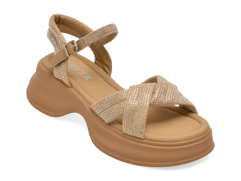 Sandale maro, 8826, din material textil