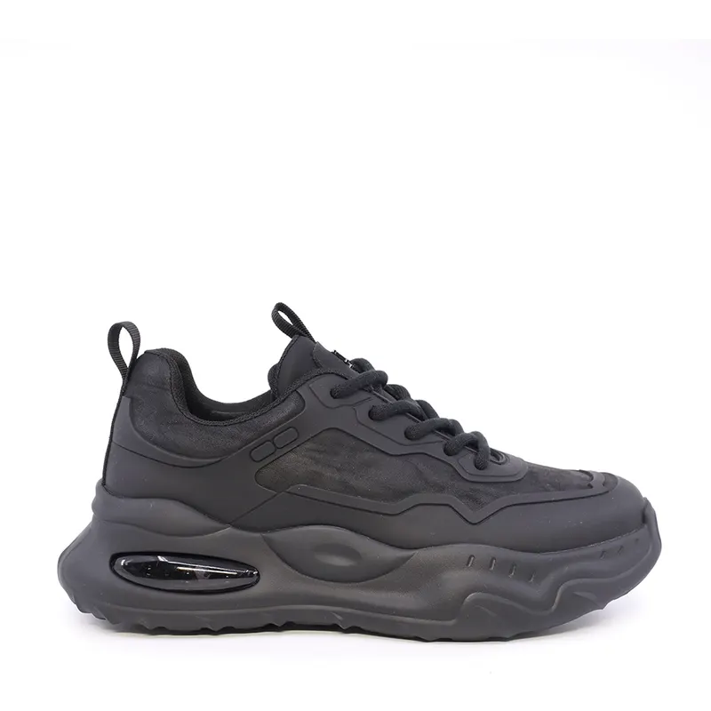 Sneakers bărbați Enzo Bertini negri din piele și textil 3660BP258N