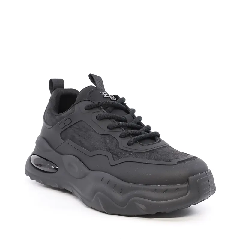 Sneakers bărbați Enzo Bertini negri din piele și textil 3660BP258N — imaginea 2